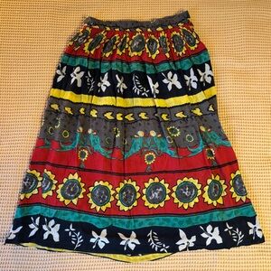 EUC Vintage Y2K Floral Sunflower Boho A-Line Gauzy Midi Skirt | Women’s Large